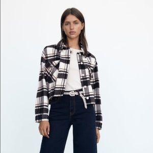 Zara Cropped Plaid Overshirt Shacket